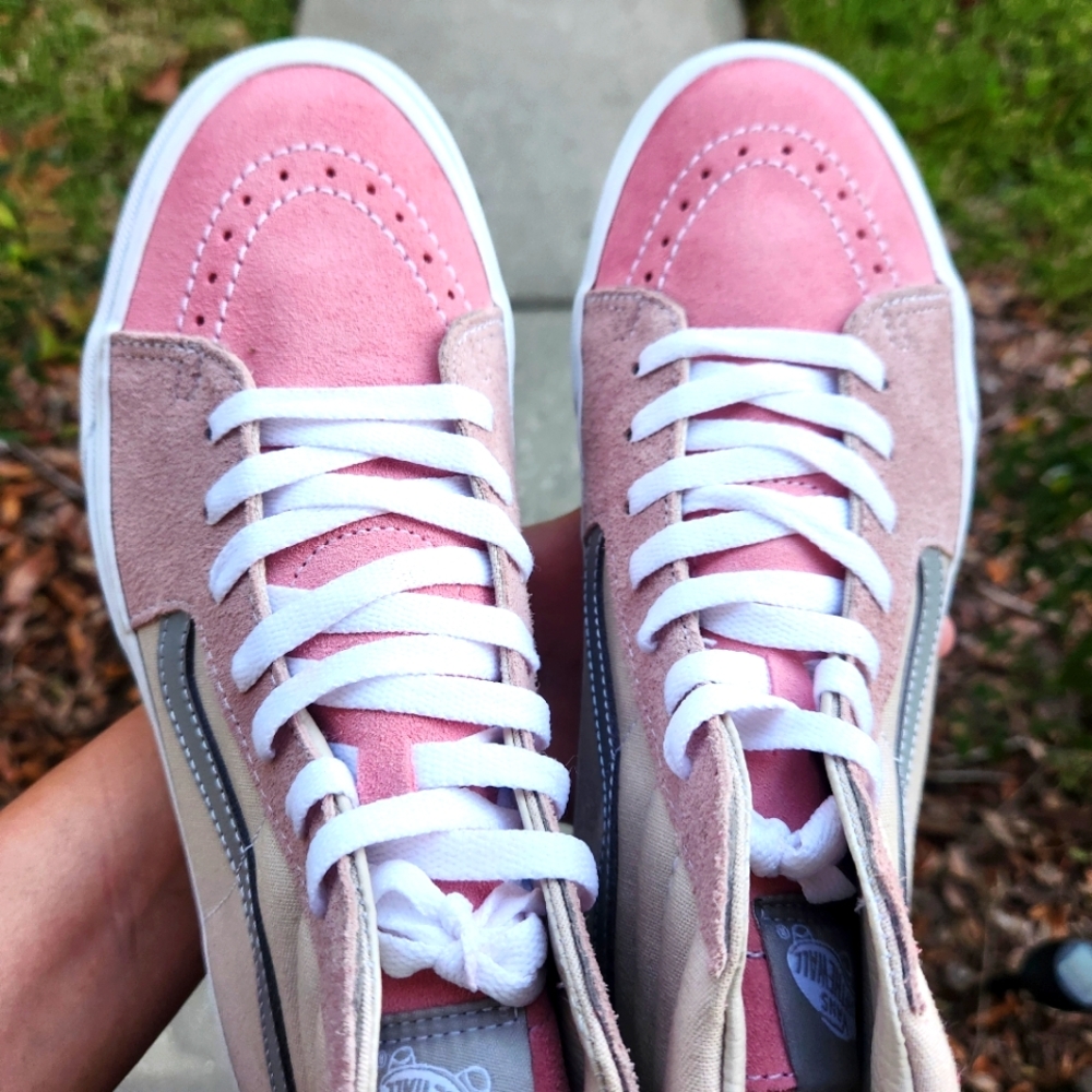 Vans Sk8-Hi Sz 9 Men's Women's 10.5 Excellent Condition Multicolor Pink/tan